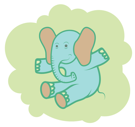 Happy blue elephant on his cloudのイラスト素材