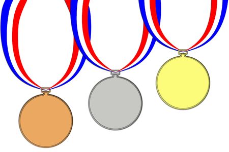 three medal gold silver bronze isolatedの写真素材