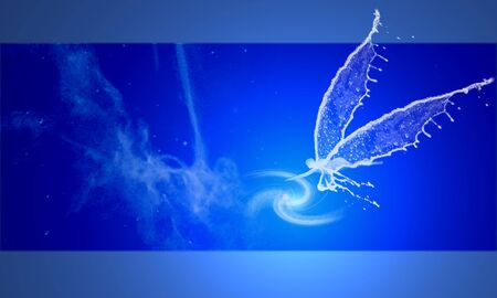 blue nebula spiral on deep blue space, white angel touch  shimmerの写真素材