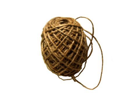 old brown rope coil isolated on white