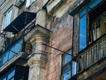 old Russian yard on a sunny summer dayの写真素材