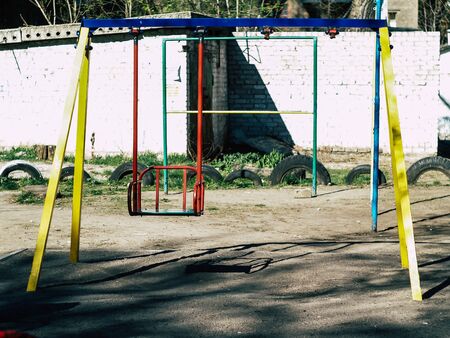 old Russian yard on a sunny summer dayの写真素材