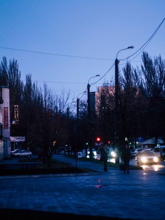 Rain in the city puddles dropsの写真素材