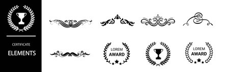 Vector set of design elements for logos, emblems, labels, badges and ribbonsのイラスト素材