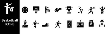 Basketball icons set. Set of line icons on white background. Basketball concept. Vector illustration can be used for topics like sport, competition, championshipのイラスト素材
