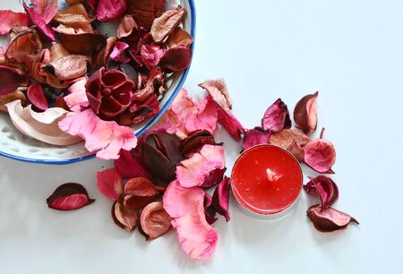 Potpourri and candleの写真素材