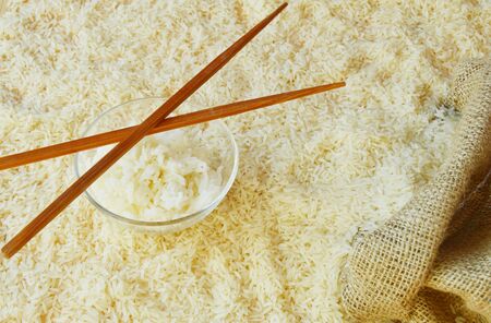 Cooked, raw riceの写真素材