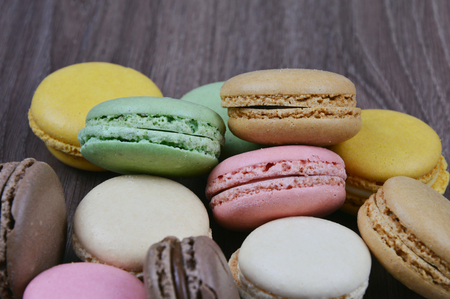 Macaron with wooden backgroundの写真素材