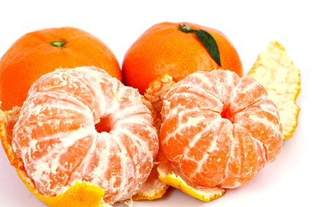 Colorful of Many Clementine on white background.の写真素材
