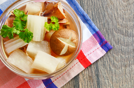 Soup with radish and dried squid is Thailand traditional foodの写真素材