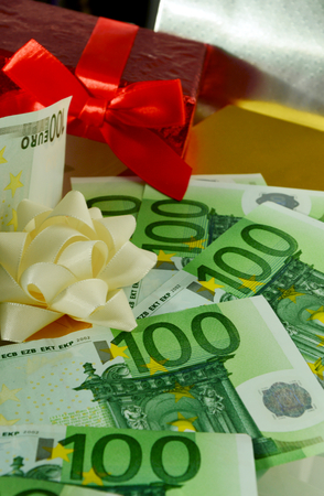 gift with money one hundred Euro bank.の写真素材