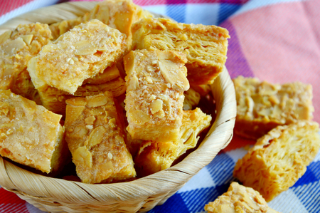 Almond puff pastry in the basket.