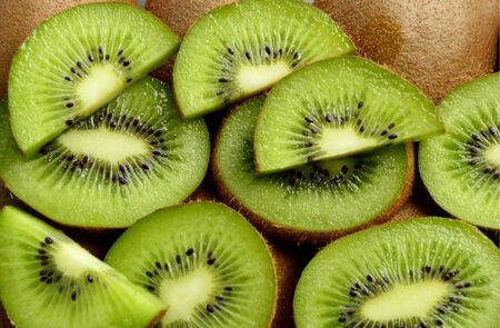 Colorful of kiwi fruit slicedの写真素材