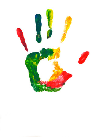 Colorful of hand paint on white backgroundの写真素材