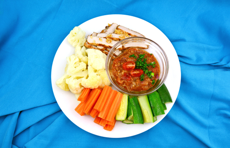 Tomato chilli and pickled fish paste in the east of Thailand.の写真素材
