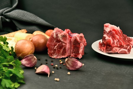 Ingredient for making Pork Stock.
Clear soup with pork bones full frame.の写真素材