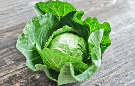 Colorful of Fresh Green cabbage with water drop with full frame.の写真素材