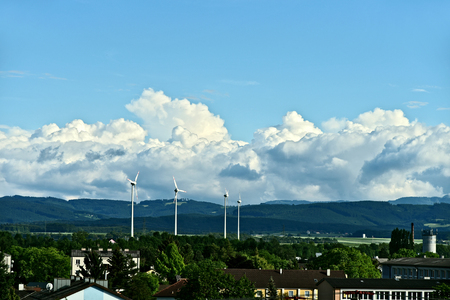 Wagram Sankt Plten Lower Austria landscape with bluce sky Clouds.の写真素材
