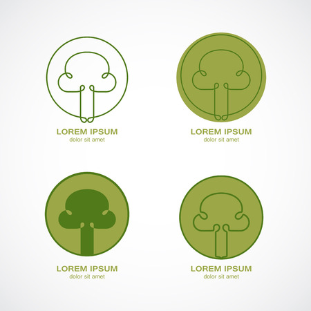 Green Tree. Green Circle Tree vector logo design. creative concept. Ecology Design Background. Vector Illustration.のイラスト素材