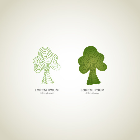 Green Tree logo. Green Circle Tree vector logo design. creative concept. Ecology Design Background. Vector Illustration.のイラスト素材