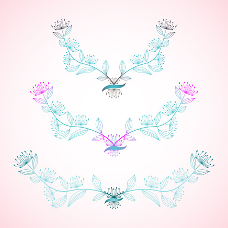Floral Frame vector floral wreath vector set of vintage floral wreathesのイラスト素材