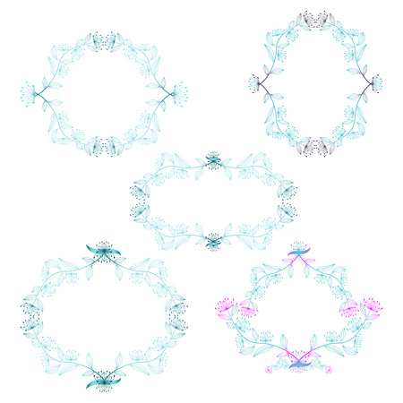 Floral Frame vector floral wreath vector set of vintage floral wreathesのイラスト素材