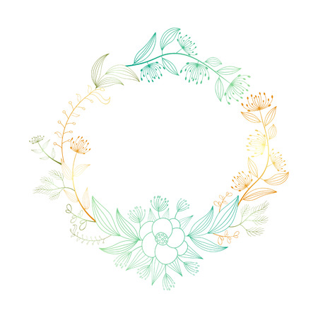 Floral Frame vector floral wreath vector set of vintage floral wreathesのイラスト素材