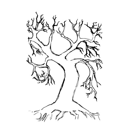 Hand drawn tree  isolated vector illustration art sketching  of vector trees symbols in naive style Pen and ink treeのイラスト素材