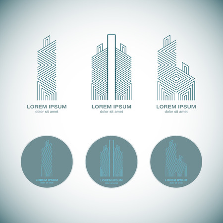 Abstract Real Estate Logo Design Template for Company. Building Vector Silhouette.のイラスト素材