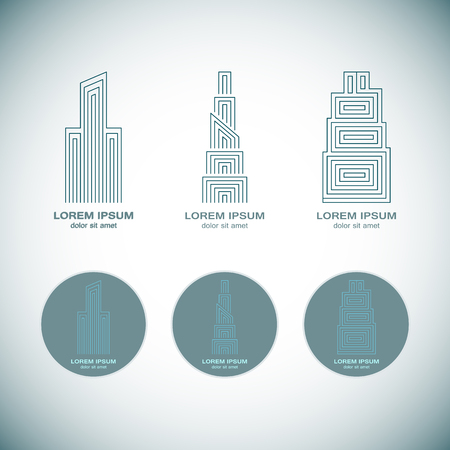 Abstract Real Estate Logo Design Template for Company. Building Vector Silhouette.のイラスト素材