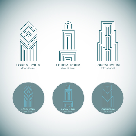 Abstract Real Estate Logo Design Template for Company. Building Vector Silhouette.のイラスト素材