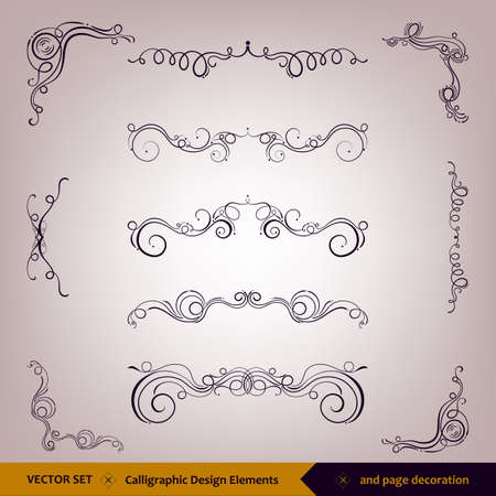 Vector set of calligraphic elements for design. and page designのイラスト素材