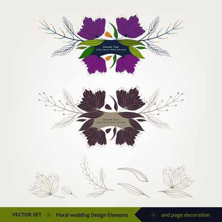 Floral wedding Design and elements, page decorationのイラスト素材