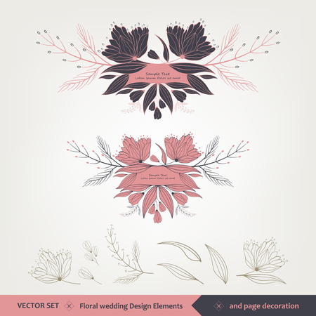 Floral wedding Design and elements, page decorationのイラスト素材