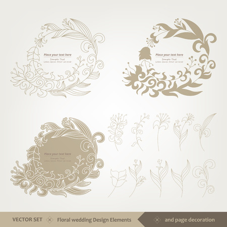 Floral wedding Design and elements, page decorationのイラスト素材