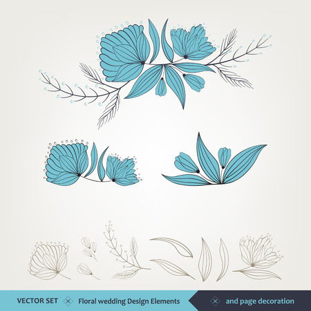 Floral wedding Design and elements, page decorationのイラスト素材