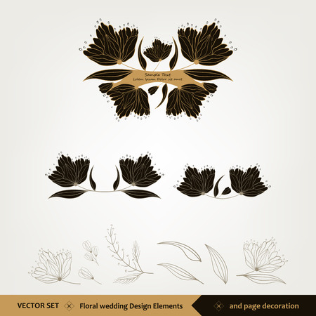 Floral wedding Design and elements, page decorationのイラスト素材
