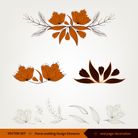 Floral wedding Design and elements, page decorationのイラスト素材