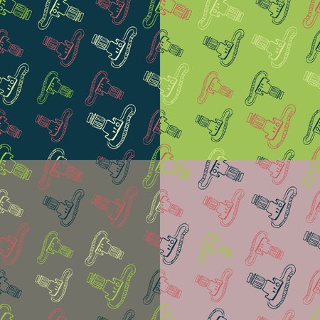 camera pattern, Seamless pattern with cameras hand drawn style. Vector illustration.のイラスト素材