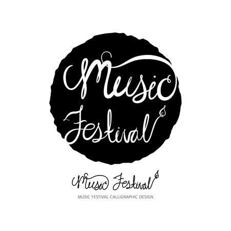 Music Festival   silhouette ,  music background, music design elements with calligraphic, illustration, vectorのイラスト素材