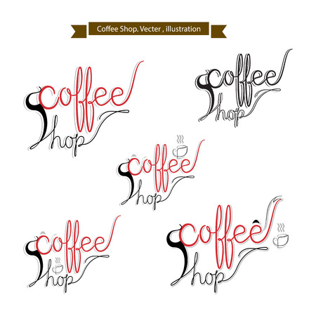 "Coffee Shop" Vintage Stylized. Vector Illustration, Coffee time design, Vector vintage illustration on white background,のイラスト素材