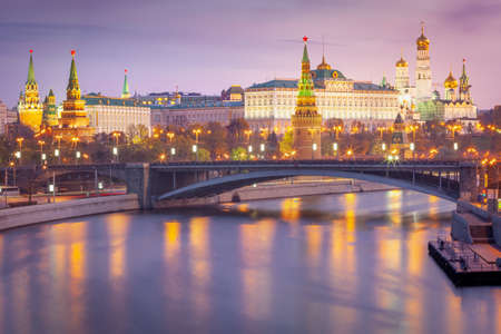 Kremlin and Moscva river at dawn, Moscow Russia, long exposure imageの写真素材