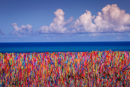 Lord of Bonfim ribbon tapes symbol of faith and good luck in Trancoso, BAHIA
