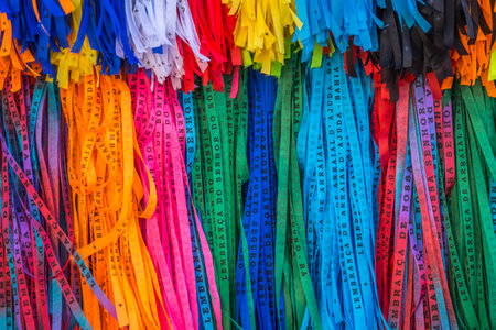 Lord of Bonfim ribbon tapes symbol of faith and good luck in Trancoso, BAHIAの写真素材