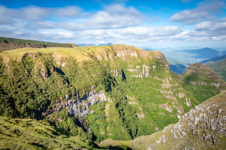 Canyon Boa vista and waterfall, dramatic landscape in Southern Brazilの写真素材
