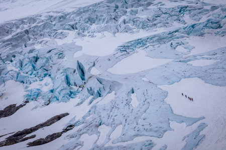 Briksdalsbreen arm of Jostedalsbreen glacier in western Norway, Scandinaviaの写真素材