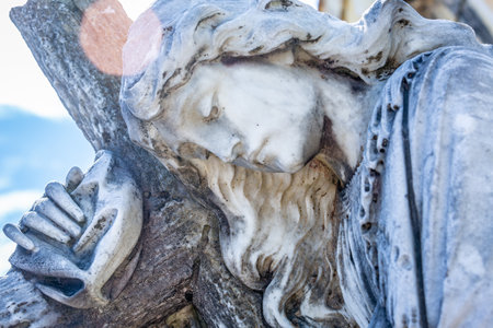 Seraphim angel praying for forgiveness and hope of better days to comeの写真素材