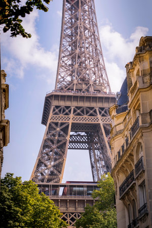 Eiffel Tower and parisien architecture at sunny day, Paris , Franceの写真素材