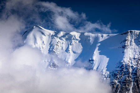 Jungfrau Mountain, Snowcapped Bernese Swiss alps, view from Murren, Switzerland