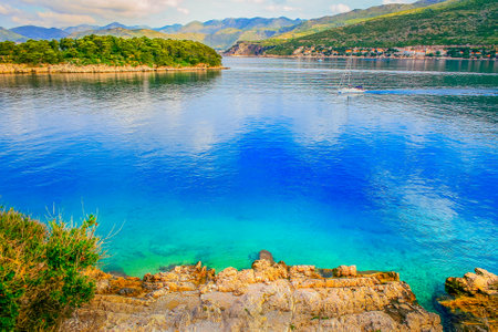 Elaphiti islands, turquoise adriatic beach in Dalmatia, Croatiaの写真素材